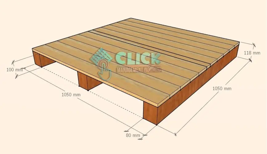 Wooden Pallet Type 2 Way Rapat  1050 x 1050 x 118 mm
