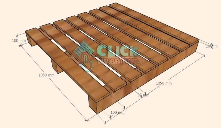 Wooden Pallet Type 2 Way Singel Deck 1050 x 1050 x 118 mm